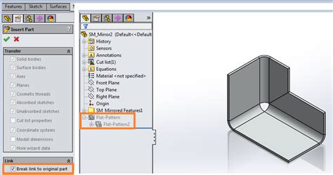 solidworks mirror sheet metal part